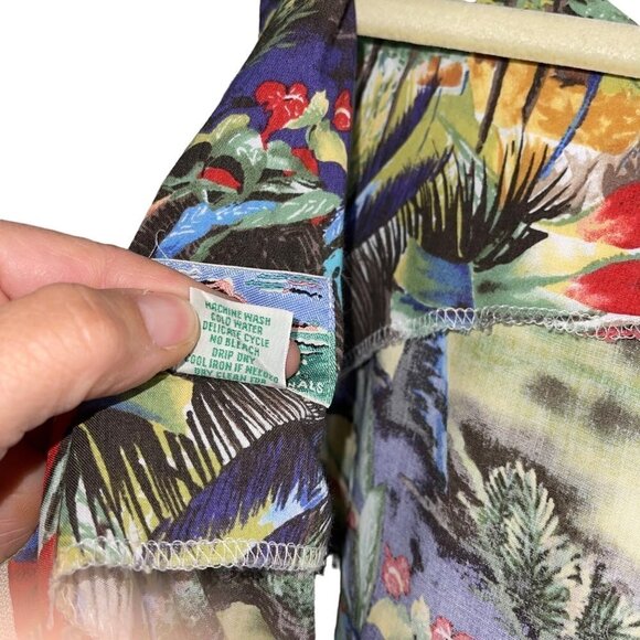 Reyn Spooner Dress Size Medium Vintage Rayon Hawaiian Print Peggy Chun Art Rare - Picture 4 of 13